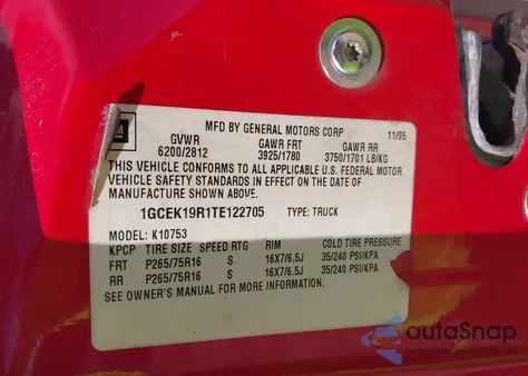 1996 Chevrolet Gmt-400 K1500 z USA, uszkodzony, nr VIN 1GCEK19R1TE122705